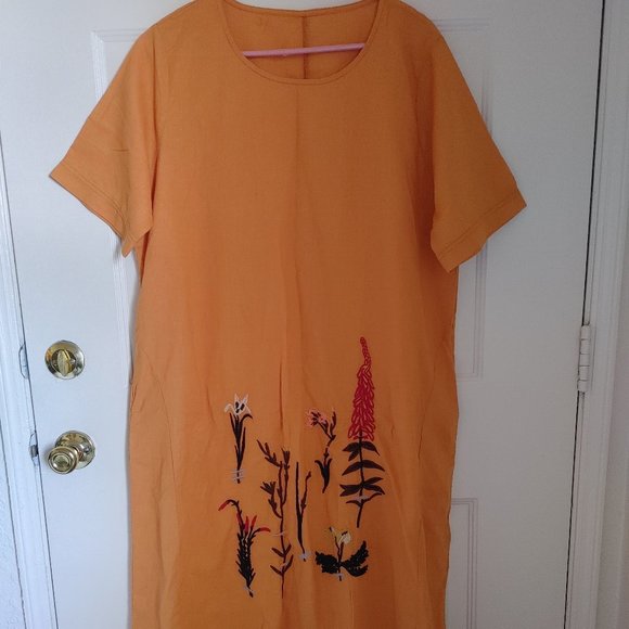 YesNo Flower Embroidered Shirt Dress - Picture 1 of 4